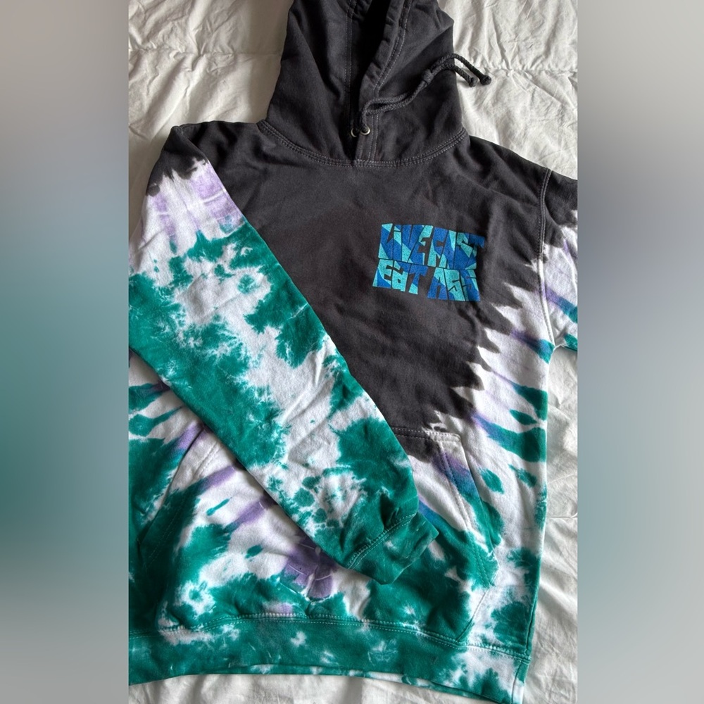 Stylish Tie-Dye Hoodie in Green and Gray